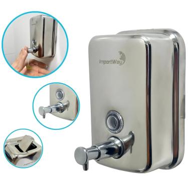 Imagem de Dispenser Sabonete Líquido Álcool Gel 500 ml Manual de Parede Banheiro Importway Iwdsa-500