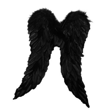 Imagem de Deevoka Asa de pena asa de fada engraçado confortável criativo adultos asa de anjo asa decorativa para dramatização festa favores festival, preto