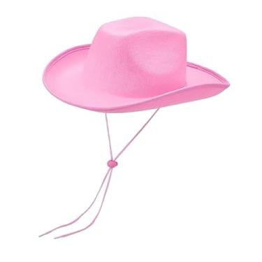 Imagem de Generic Chapéu de cowboy ocidental, chapéu de sol da moda com aba larga, casual, de vaqueira, para praia, festa temática, acampamento, ar livre, adereços, ROSA