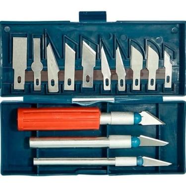 Imagem de Kit Estilete de Precisão Jogo com 16 Peças com Estojo Artesanato Costura Arte