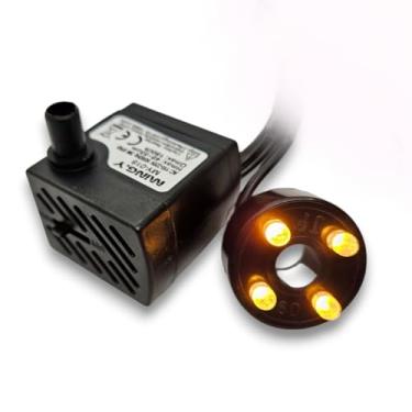 Imagem de Bomba Submersa com LED Colorido, Branco e Amarelo Bivolt Motor Bombinha para Fonte de Água Aquário Bebedouro Pet (Amarelo)