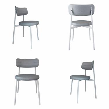Imagem de Cadeira Kyta Fixa com 4 Pés 50 X 44,7 X 83,8 Cm com 4 Unidades Cinza/Branco