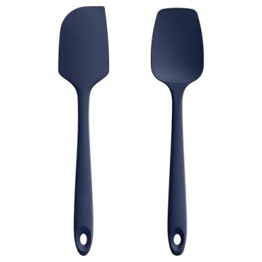 Imagem de U-Taste Espátula plana e espátula de colher: raspador de tigela de silicone resistente ao calor de 28,9 cm 600ºF, utensílio de mistura de cozinha de borracha flexível com superfície antiaderente