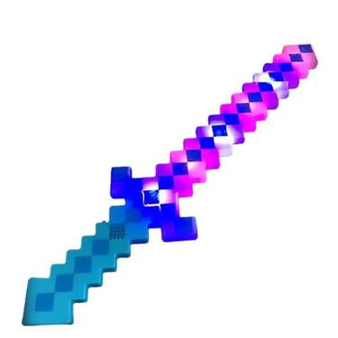 Imagem de Brinquedo Espada Pixel Minecraft 58Cm Som E Luz - Azul Nº28