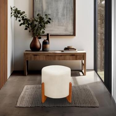 Imagem de Puff Thor Luxo Madeira Maciça Tecido suede (BEGE)