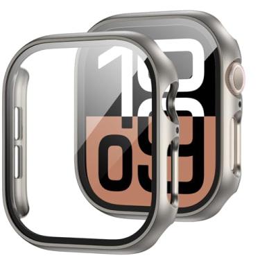 Imagem de Pacote com 2 capas com protetor de tela de vidro temperado para Apple Watch Series 11 (2025) Series 10 de 42 mm, JZK Slim Guard Bumper Cobertura Completa Hard PC Capa protetora HD ultrafina para