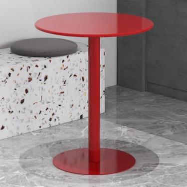 Imagem de Mesa de bar de bistrô, mesas vermelhas de topo alto de 59,9 cm para bar de coquetel, pub, café, chá, jantar, bistrô, mesa de canto independente, mesa lateral de sofá