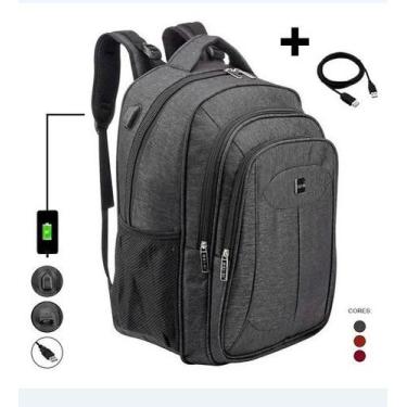 Imagem de Mochila Masculina Para Notebook Com Cabo USB Bolsa Feminina Escolar Re