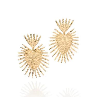 Imagem de Brincos rommanel banhado ouro 18k feminino grande maxi sagrado coração