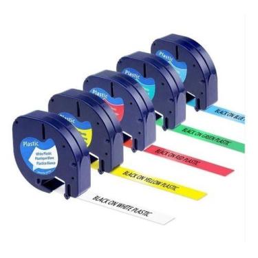 Imagem de 5 X Fita Plástica Para Rotuladora Dymo Letratag 4m X 12mm - Label Tape