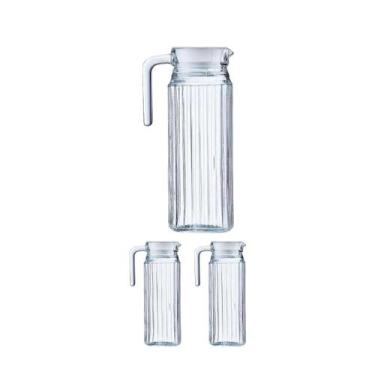 Imagem de 3 Jarras De Vidro 1 Litro Suiça Transparente Suco Água - PRATICASA, JA