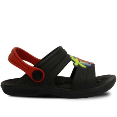 Imagem de Sandalia Papete Infantil Nº 21 ao 32 Babuche Dino Masculino Menino Leve Macio Antiderrapante 15.19 (Preto-Vermelho, BR, Criança de 1 a 3 anos, Numérico, 22)