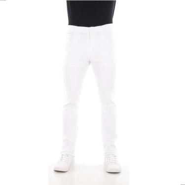 Imagem de Calça Sarja Masculina com Elastano Lycra Confortável Skinny Branca - D