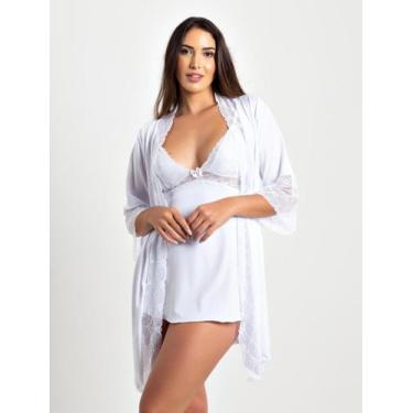 Imagem de Kit desejo camisola sexy e robe luxo - Roupa de dormir
