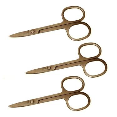 Imagem de 3 Tesourinhas Corte Unha Curva Flex Aço Inox Bebê - NAVY+PRO