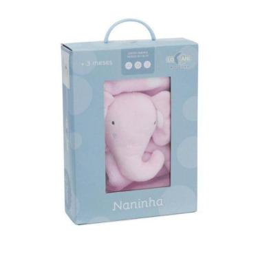 Imagem de Naninha Com Bichinho de Pelúcia bebê bebe - Elefantinho - Rosa - Loani