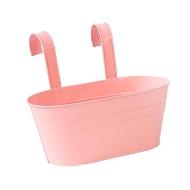 Imagem de Nishiyuenyi Vaso de Flores Pendurado em Balde de Ferro, Decoração Oval para Janela, Suporte para Flores, Vaso de Plantas para Casa, Cerca, Quintal, Pátio, Escritó, Rosa