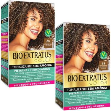 Imagem de Kit 2 Tonalizante Bio Extratus 63 Louro Escuro Dourado Tecnologia Prof