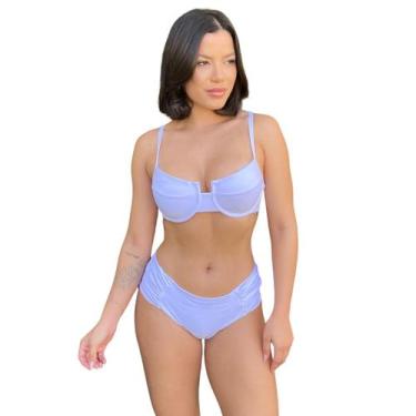 Imagem de Biquini Top Meia Taça Bombom Drapeado Feminino Verão  - Califórnia Bra
