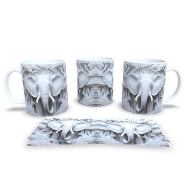 Imagem de Caneca Branca de Porcelana Personalizadas Coleção 3D Animais (Elefante 1)