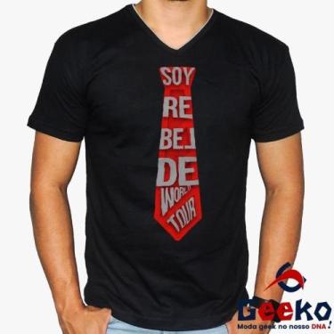 Imagem de Camiseta Soy Rebelde Tour 100% Algodão RBD Geeko, Preto gola v, G