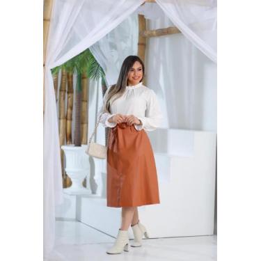 Imagem de Saia Midi Evasê material sintético - Vilma Valentti, G