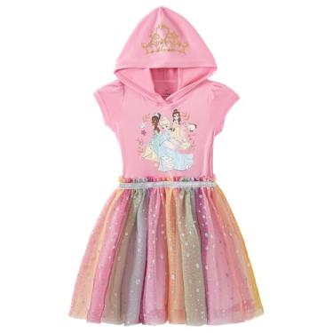 Imagem de Disney Vestido de tule com capuz Princesa Tiana, Bela, Cinderela para meninas pequenas e grandes, rosa, 4 Anos