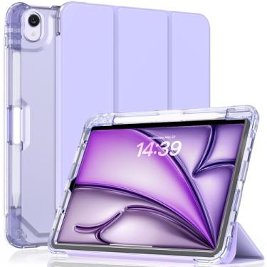 Imagem de Capa para iPad Air 11 polegadas M3/M2 (2025/2024), iPad Air 5ª/4ª geração 11 polegadas (2022/2020), com suporte de lápis, suporte de couro macio com três dobras, capa magnética inteligente com parte