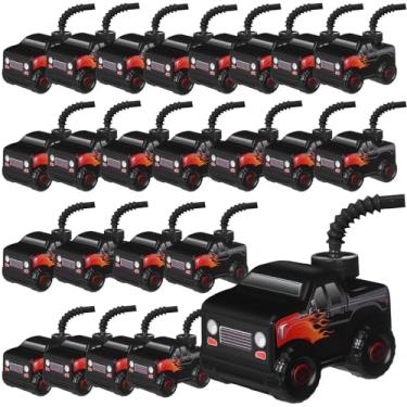 Imagem de Tanlade 24 Sets Race Car Birthday Party Favor Supplies Monster Truck off Road Vehicle Cups with Straws, Plastic off Road Vehicle Drink Cup Reusable Truck Cups Bulk for Racing Party Supplies