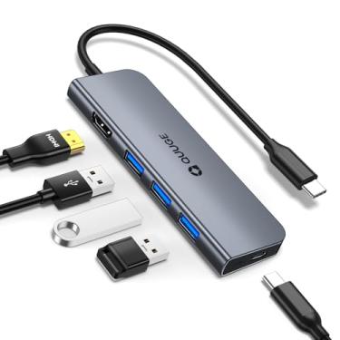 Imagem de QUUGE Hub USB C com HDMI 4K, adaptador multiportas USB C 5 em 1 para HDMI de 5 Gbps, entrega de energia de 100 W, 3 portas de dados USB 3.0, dongle USB C para MacBook Pro/Air, iPad Pro, iMac, iPhone