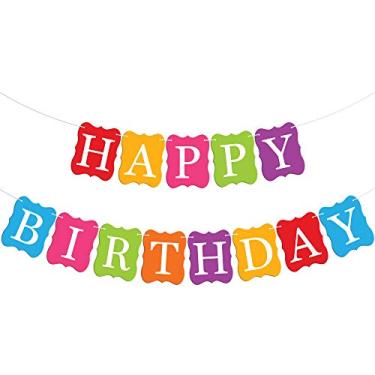 Imagem de KatchOn, Faixa de feliz aniversário arco-íris - 3 metros | Placa de feliz aniversário para pano de fundo | Decorações de feliz aniversário | Decorações de festa arco-íris | Decorações de aniversário