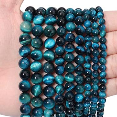 Imagem de Contas de pedra preciosa de olho de tigre de água-marinha natural de 10 mm de 10 mm, contas de cristal de cura energética redondas soltas para fabricação de joias, colares de pulseiras DIY