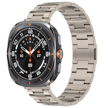 Imagem de Pulseira de titânio luxuosa compatível com Galaxy Watch Ultra de 47 mm (2025) para homens, pulseira de metal de titânio ajustável com fivela magnética de substituição para Samsung Galaxy Watch 7 Ultra