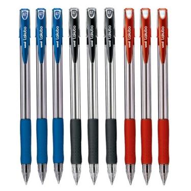 Imagem de Kit 9 Caneta Esferográfica Lakubo 0.7mm Azul Preta Vermelha - Uni-ball