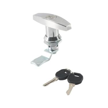 Imagem de Generic Trava em T com Chaves, Kit de Segurança para Porta de Galpão, Instalação Simples, Ideal para Ferramentas, Prata, Tamanho real