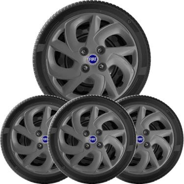 Imagem de Jogo 4X Calota Fiat Palio Uno Siena Aro 14 Grafite 231Cb