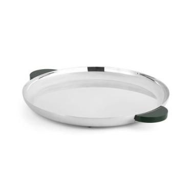 Imagem de Bandeja Redonda Grande Volupté Prata com Resina Verde - St James