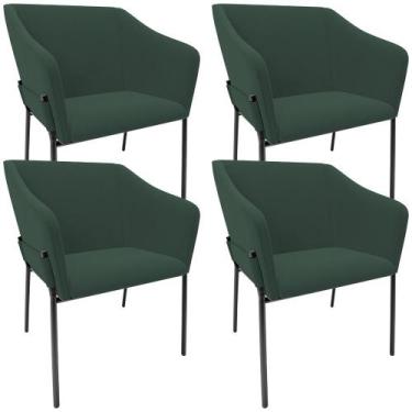 Imagem de Kit 4 Cadeiras Para Sala de Jantar Estar Living Olívia L02 Suede Verde