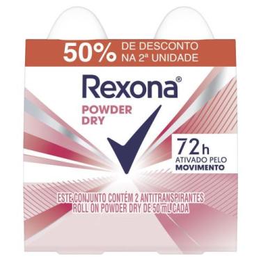 Imagem de Desodorante Rexona Roll On Powder Dry 2 Unidades De 50ml