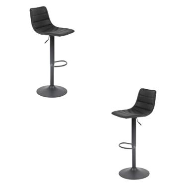 Imagem de Kit 2 Banquetas Decorativas Travis PU com Regulagem de Altura Base Disco c/Apoio Para os Pés Preto G56 - Gran Belo