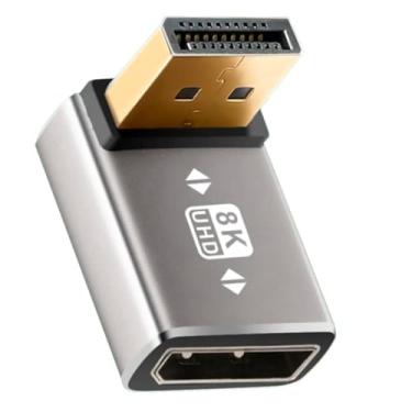 Imagem de Adaptador displayport Angulo Reto DP macho para fêmea. Extensor em forma de L. Suporta 8K @60Hz, 4K@144Hz (270 Graus)