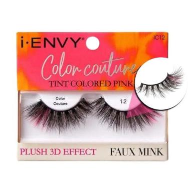 Imagem de Cílios postiços kiss i-envy color couture faux mink tint colored pink 