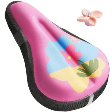 Imagem de Almofada de assento de bicicleta infantil para meninas, capa de assento de bicicleta acolchoada com gel para crianças, respirável e extra macia, almofada de selim de bicicleta infantil rosa 23 x 15 cm