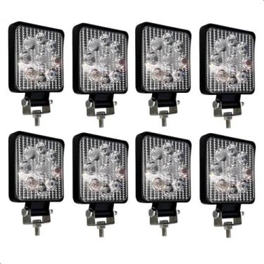 Imagem de 8 Farol De Led Auxiliar Quadrado 27w 9 Leds Troller Off-road LE-6711 -