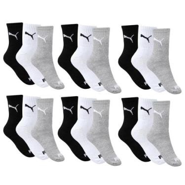 Imagem de Kit 18 Pares de Meia Puma Esportiva Cano Médio Feminino - Mescla, Mesc