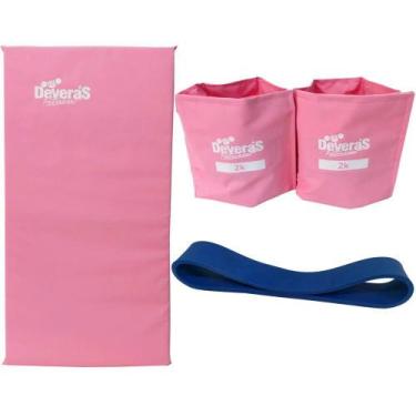 Imagem de Combo Equipamentos para ginastica em casa mini band forte + caneleira 