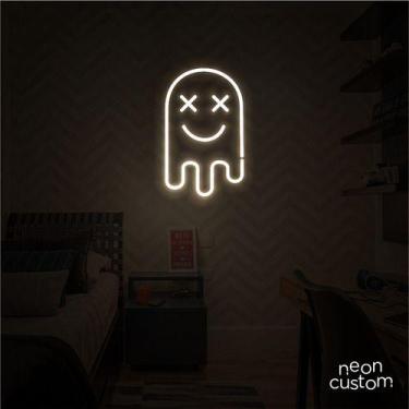 Imagem de luminaria letreiro Neon Led Fantasma 50x30 luminoso decoração p/ selfi