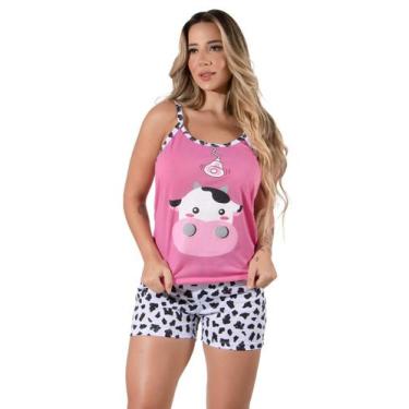 Imagem de Pijama Feminino Baby Doll Curto Vaca Verão Alcinha Noite - JAVA MODAS,
