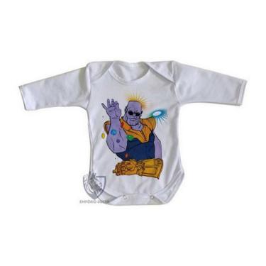 Imagem de body nenê criança roupa bebê manga longa Thanos Dedos - Empório Dutra,