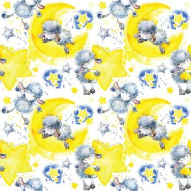 Imagem de Papel de Parede Adesivo Infantil Ovelhas na Lua 2,70x0,57m - Quartinho